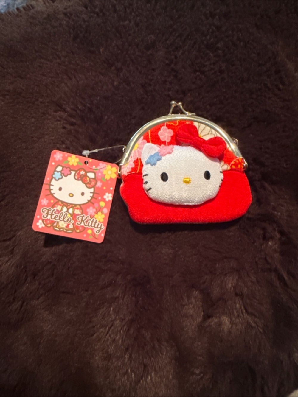 Sanrio Hello Kitty Red Plush Coin Purse with Bow